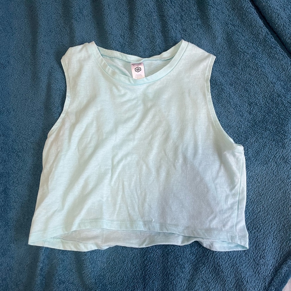 light blue 5 below tank top